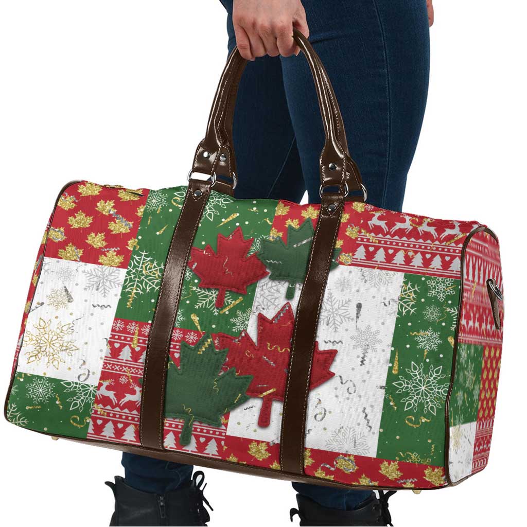 Canada Christmas Travel Bag Maple Leaves Patchwork Style - Wonder Print Shop