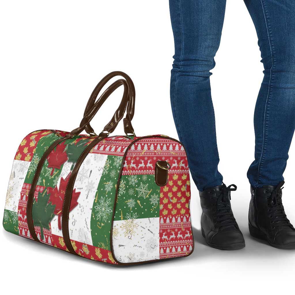 Canada Christmas Travel Bag Maple Leaves Patchwork Style - Wonder Print Shop