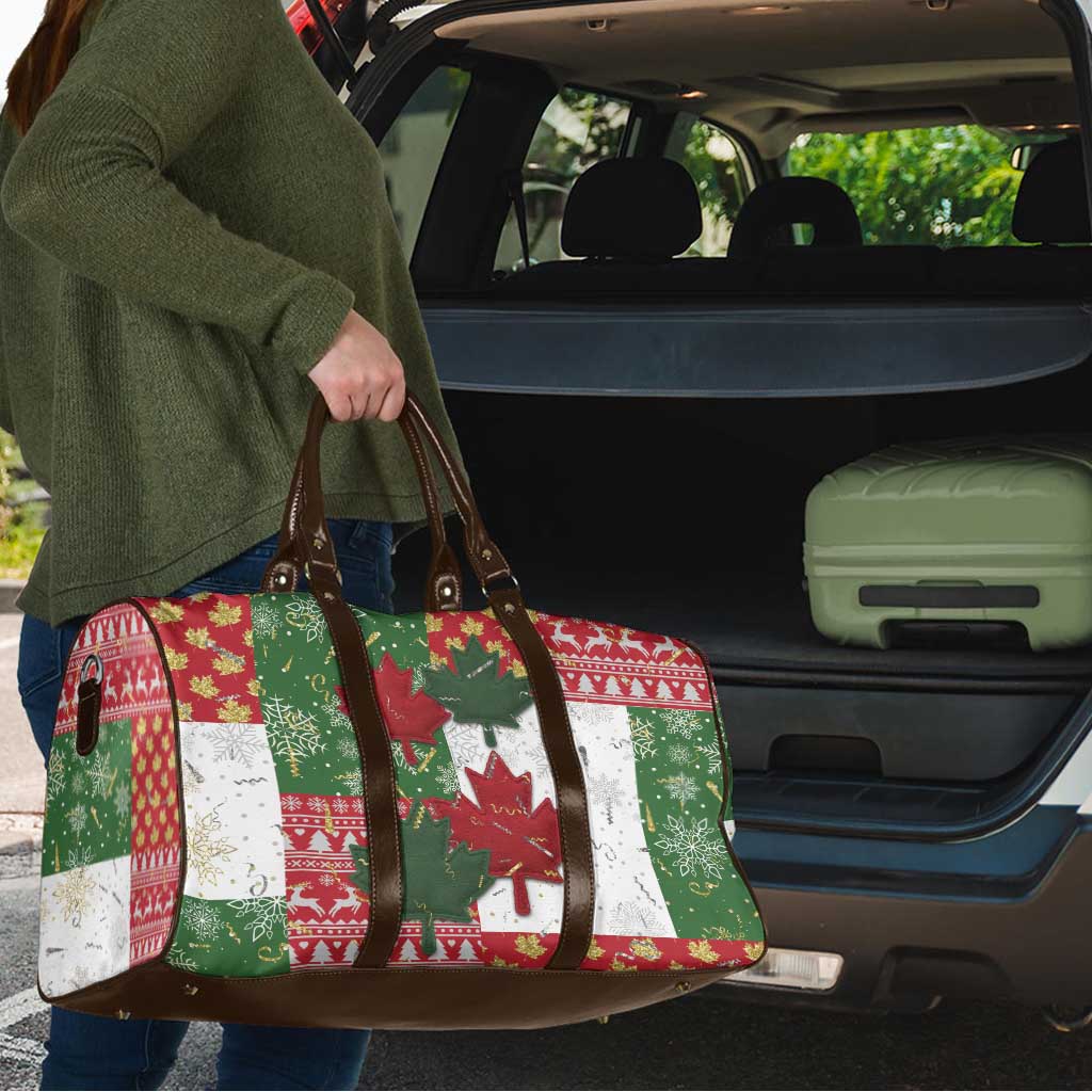 Canada Christmas Travel Bag Maple Leaves Patchwork Style - Wonder Print Shop