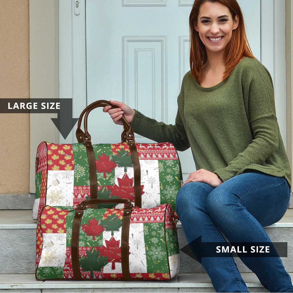 Canada Christmas Travel Bag Maple Leaves Patchwork Style - Wonder Print Shop