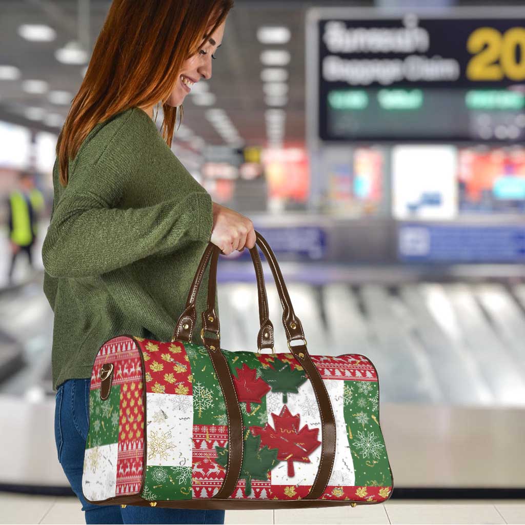 Canada Christmas Travel Bag Maple Leaves Patchwork Style - Wonder Print Shop