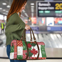 Canada Christmas Travel Bag Maple Leaves Patchwork Style - Wonder Print Shop