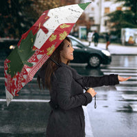 Canada Christmas Umbrella Maple Leaves Patchwork Style - Wonder Print Shop