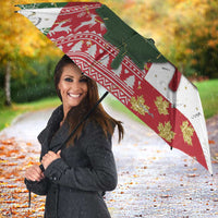 Canada Christmas Umbrella Maple Leaves Patchwork Style - Wonder Print Shop