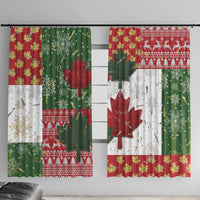 Canada Christmas Window Curtain Maple Leaves Patchwork Style - Wonder Print Shop