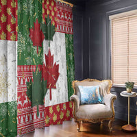 Canada Christmas Window Curtain Maple Leaves Patchwork Style - Wonder Print Shop