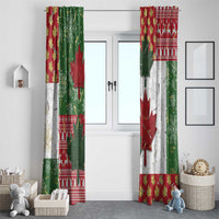 Canada Christmas Window Curtain Maple Leaves Patchwork Style - Wonder Print Shop