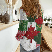 Canada Christmas Women Casual Shirt Maple Leaves Patchwork Style - Wonder Print Shop