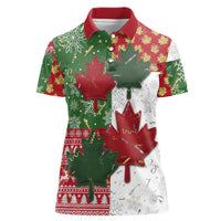 Canada Christmas Women Polo Shirt Maple Leaves Patchwork Style - Wonder Print Shop
