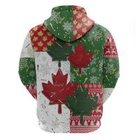 Canada Christmas Zip Hoodie Maple Leaves Patchwork Style - Wonder Print Shop