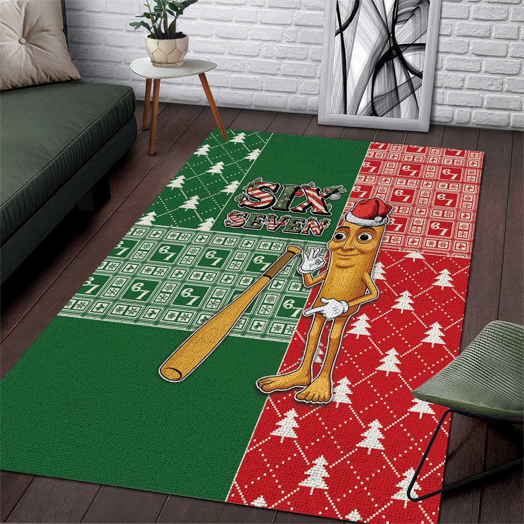 Six Seven Christmas Area Rug Funny Tung Tung Tung Sahur - Wonder Print Shop