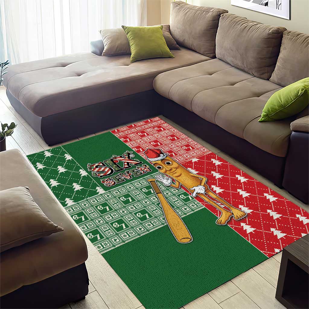 Six Seven Christmas Area Rug Funny Tung Tung Tung Sahur - Wonder Print Shop