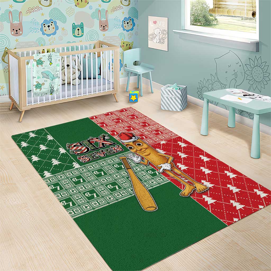 Six Seven Christmas Area Rug Funny Tung Tung Tung Sahur - Wonder Print Shop