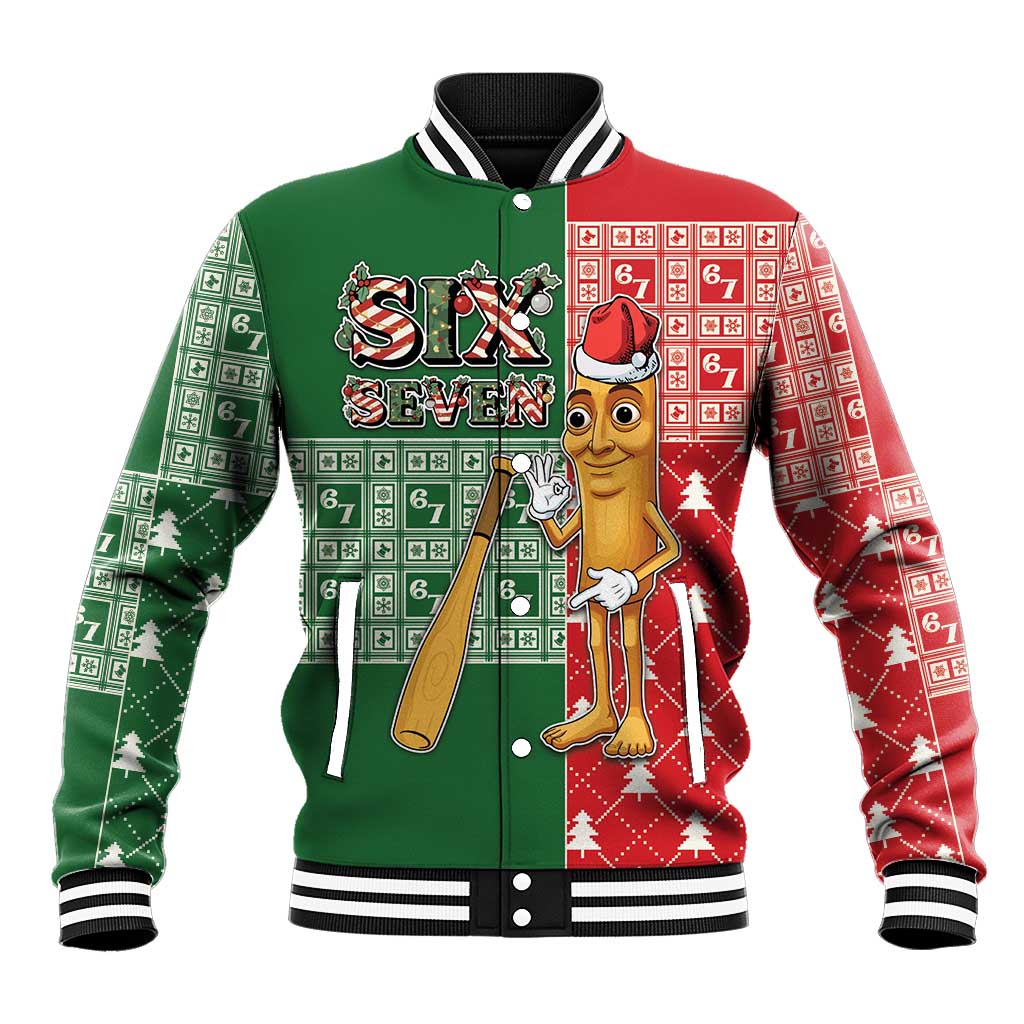 Six Seven Christmas Baseball Jacket Funny Tung Tung Tung Sahur - Wonder Print Shop