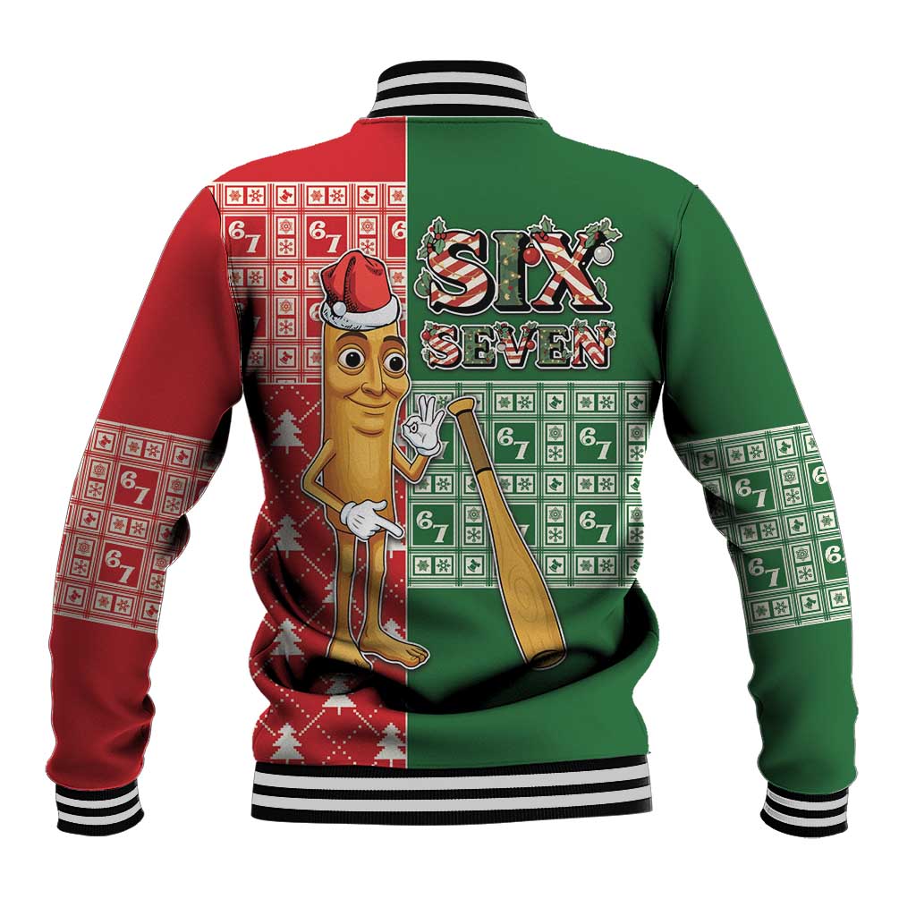 Six Seven Christmas Baseball Jacket Funny Tung Tung Tung Sahur - Wonder Print Shop
