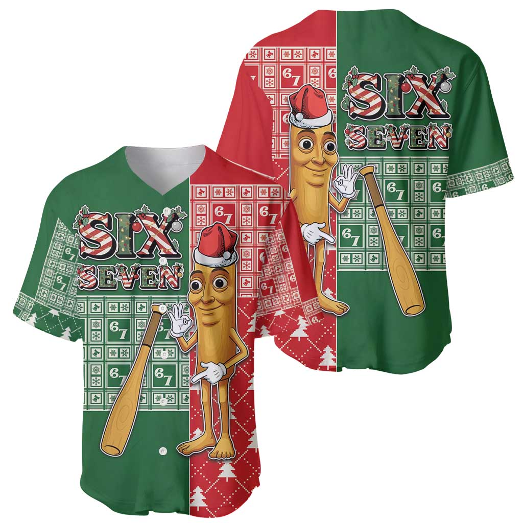 Six Seven Christmas Baseball Jersey Funny Tung Tung Tung Sahur - Wonder Print Shop