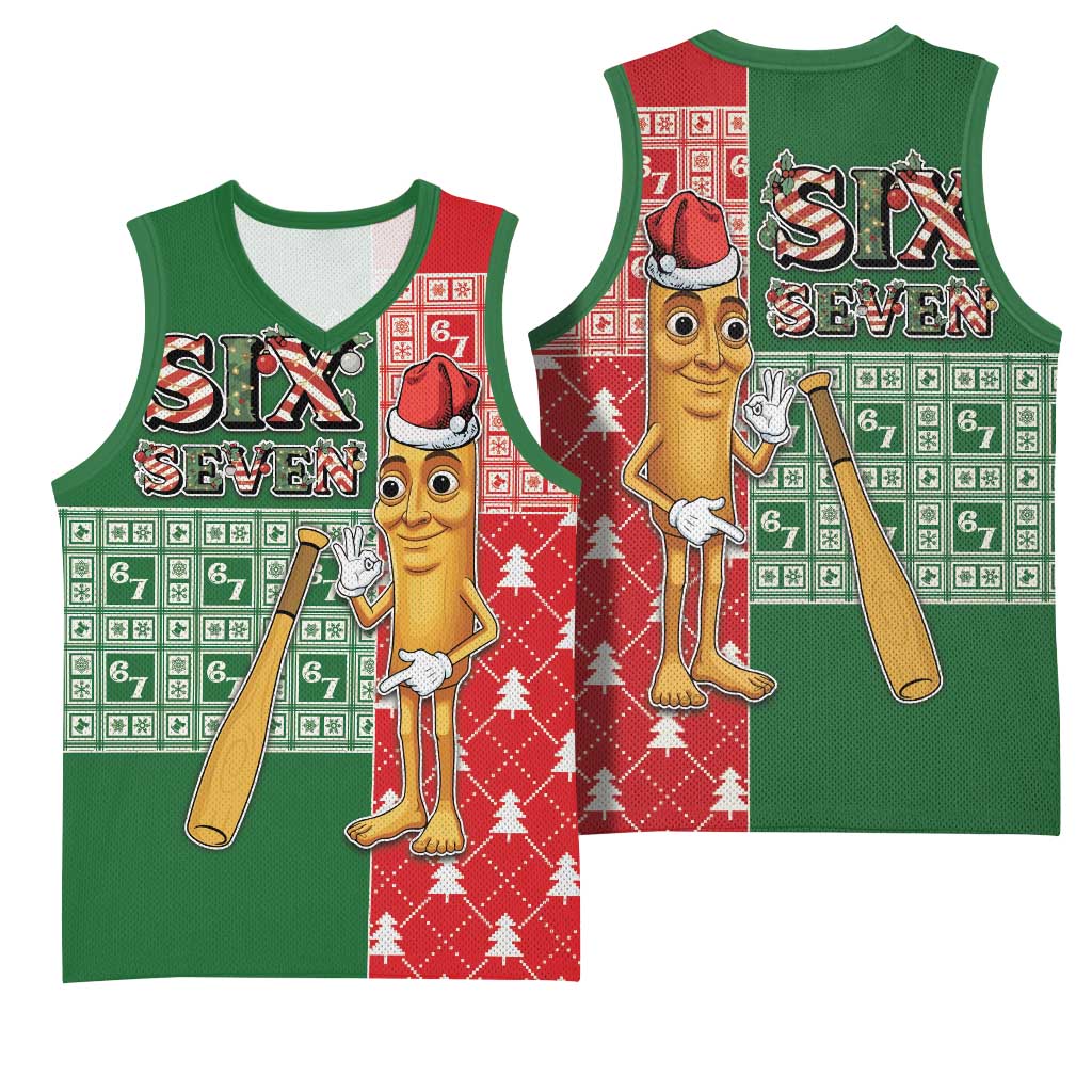 Six Seven Christmas Basketball Jersey Funny Tung Tung Tung Sahur - Wonder Print Shop