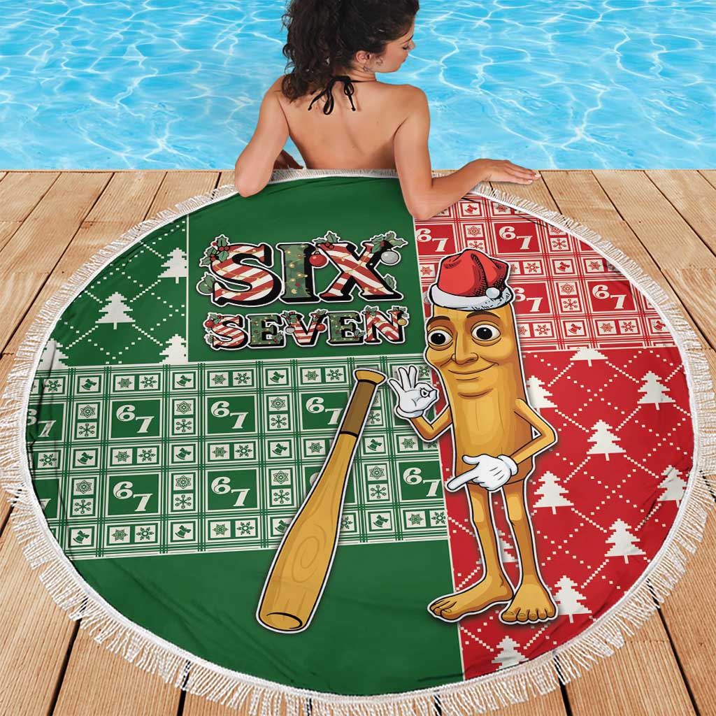 Six Seven Christmas Beach Blanket Funny Tung Tung Tung Sahur - Wonder Print Shop