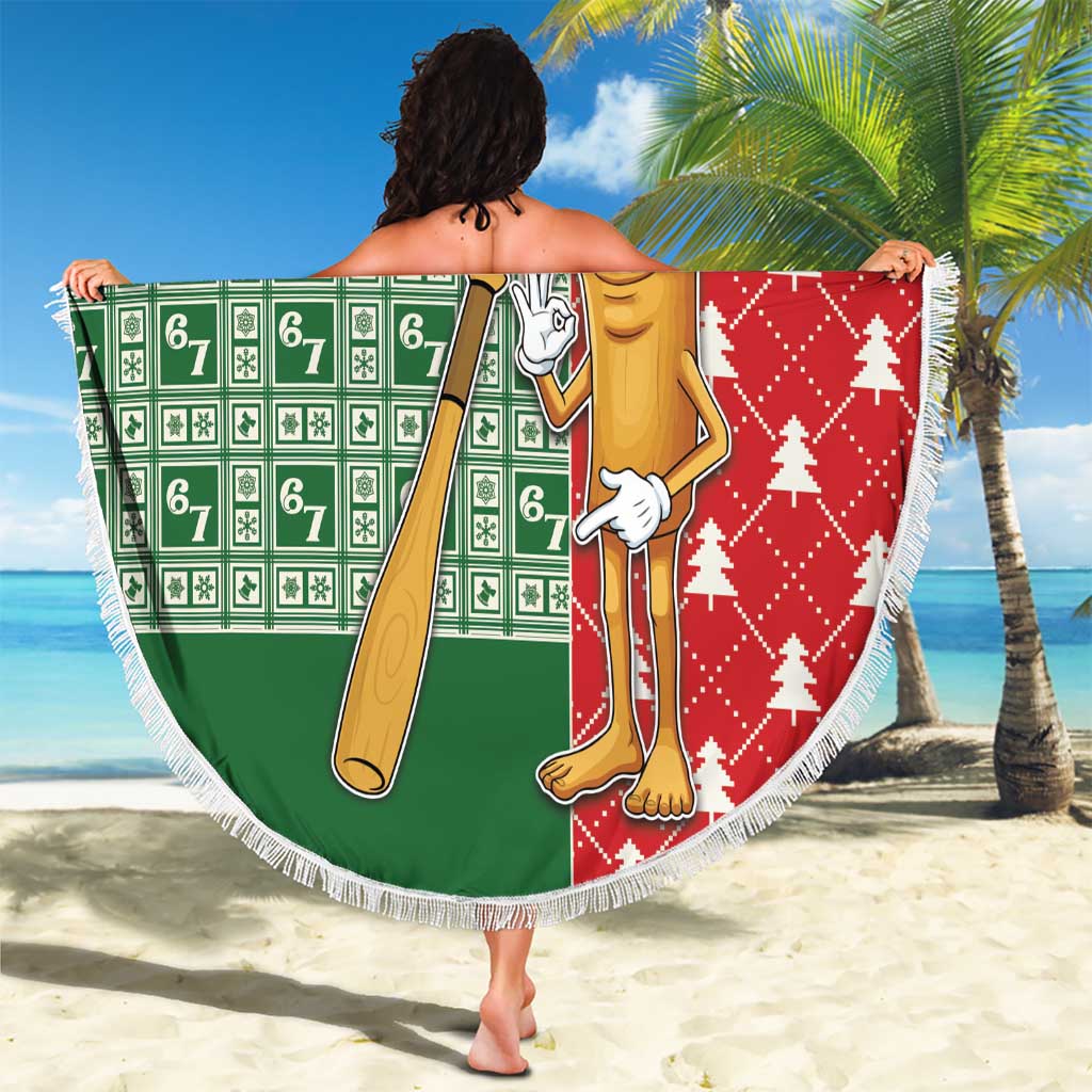Six Seven Christmas Beach Blanket Funny Tung Tung Tung Sahur - Wonder Print Shop