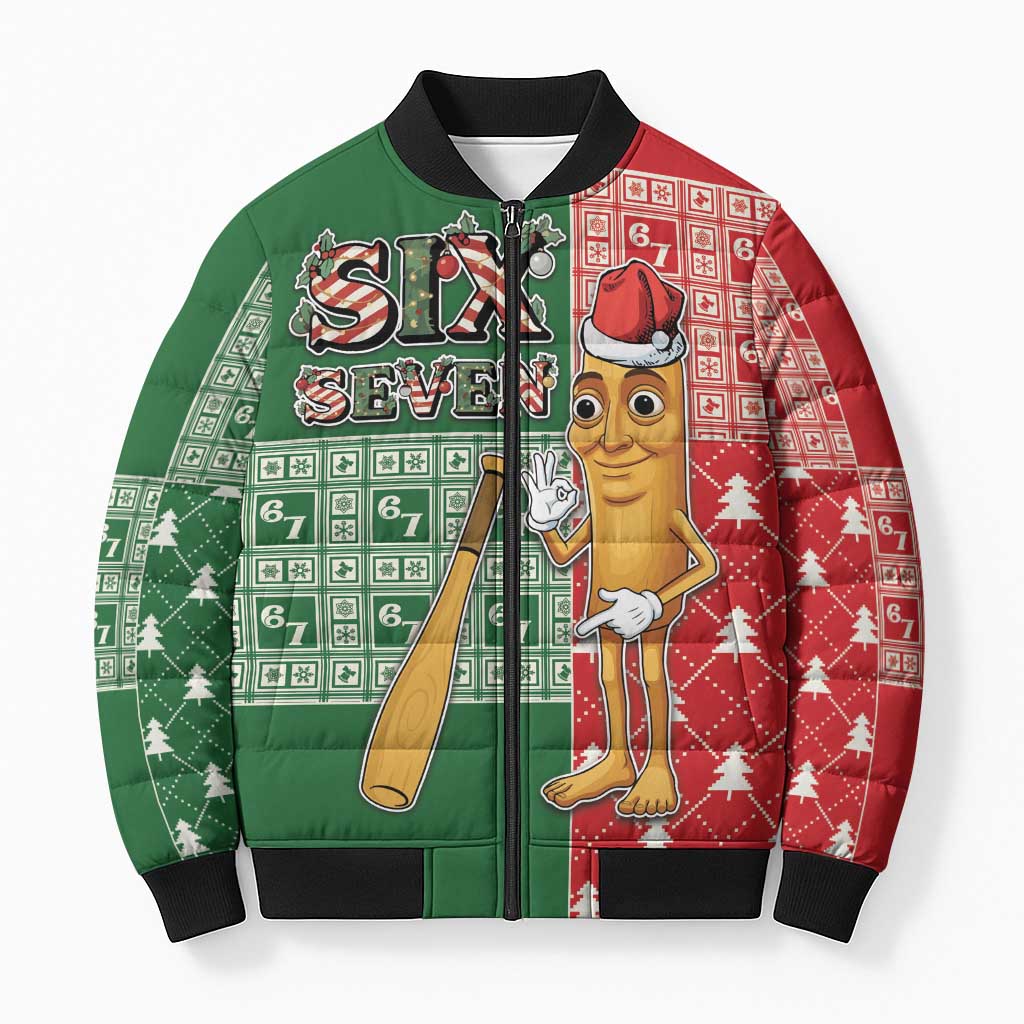 Six Seven Christmas Bomber Puffer Jacket Funny Tung Tung Tung Sahur - Wonder Print Shop