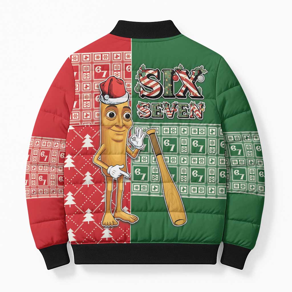 Six Seven Christmas Bomber Puffer Jacket Funny Tung Tung Tung Sahur - Wonder Print Shop