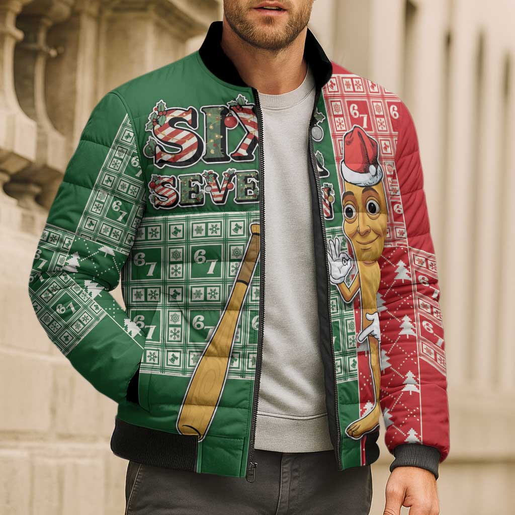Six Seven Christmas Bomber Puffer Jacket Funny Tung Tung Tung Sahur - Wonder Print Shop