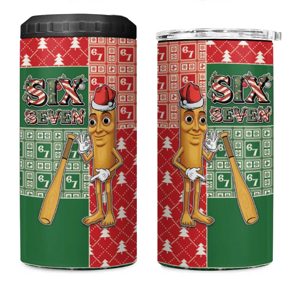 Six Seven Christmas 4 in 1 Can Cooler Tumbler Funny Tung Tung Tung Sahur - Wonder Print Shop
