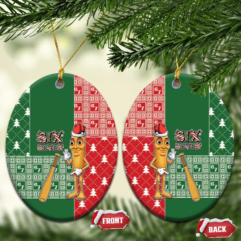 Six Seven Christmas Ceramic Ornament Funny Tung Tung Tung Sahur - Wonder Print Shop