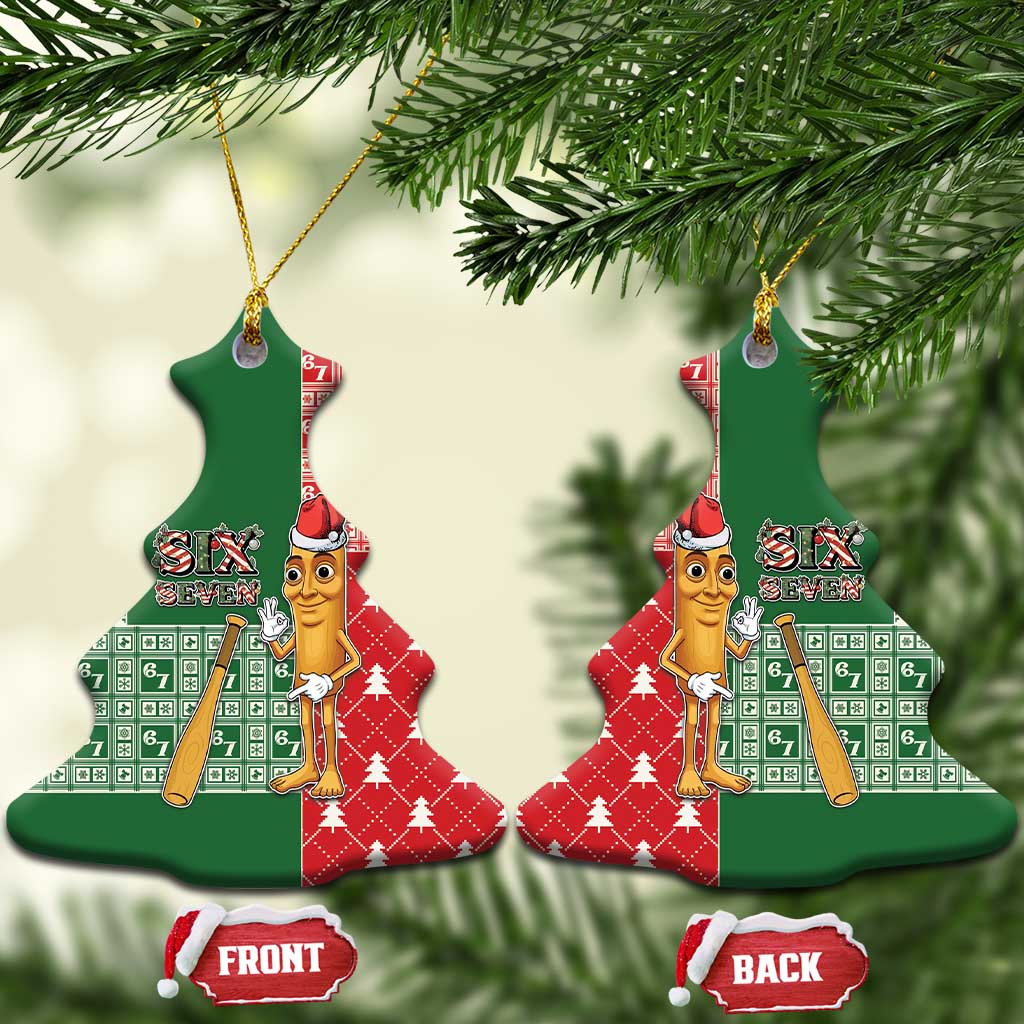 Six Seven Christmas Ceramic Ornament Funny Tung Tung Tung Sahur - Wonder Print Shop