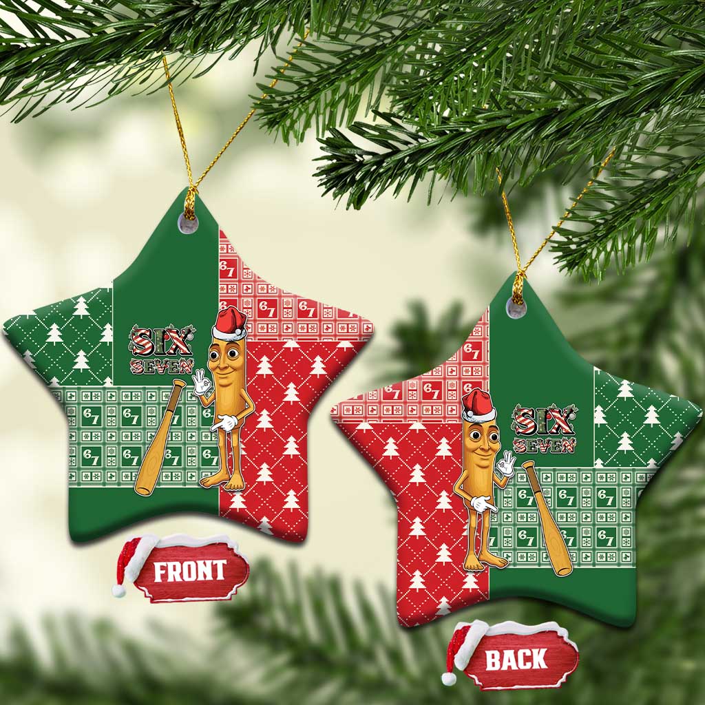 Six Seven Christmas Ceramic Ornament Funny Tung Tung Tung Sahur - Wonder Print Shop