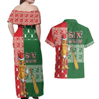 Six Seven Christmas Couples Matching Off Shoulder Maxi Dress and Hawaiian Shirt Funny Tung Tung Tung Sahur - Wonder Print Shop