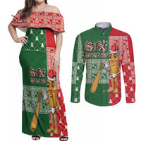 Six Seven Christmas Couples Matching Off Shoulder Maxi Dress and Long Sleeve Button Shirt Funny Tung Tung Tung Sahur - Wonder Print Shop
