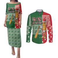 Six Seven Christmas Couples Matching Puletasi and Long Sleeve Button Shirt Funny Tung Tung Tung Sahur - Wonder Print Shop