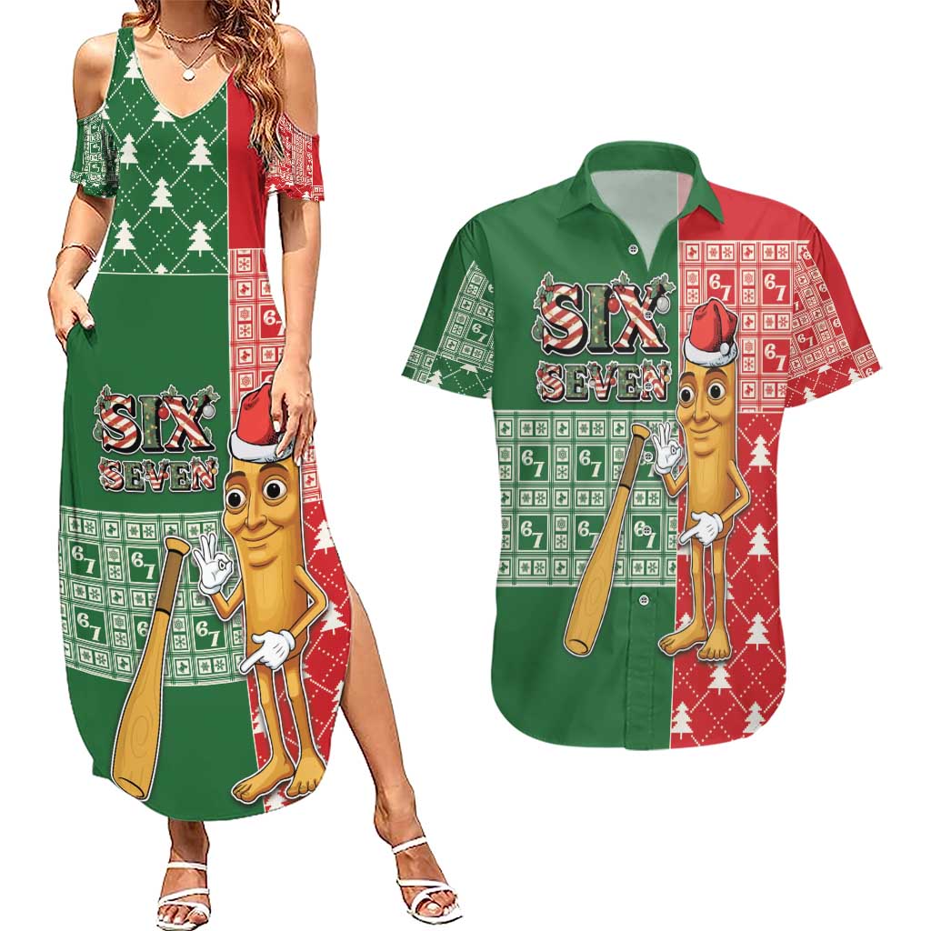 Six Seven Christmas Couples Matching Summer Maxi Dress and Hawaiian Shirt Funny Tung Tung Tung Sahur - Wonder Print Shop