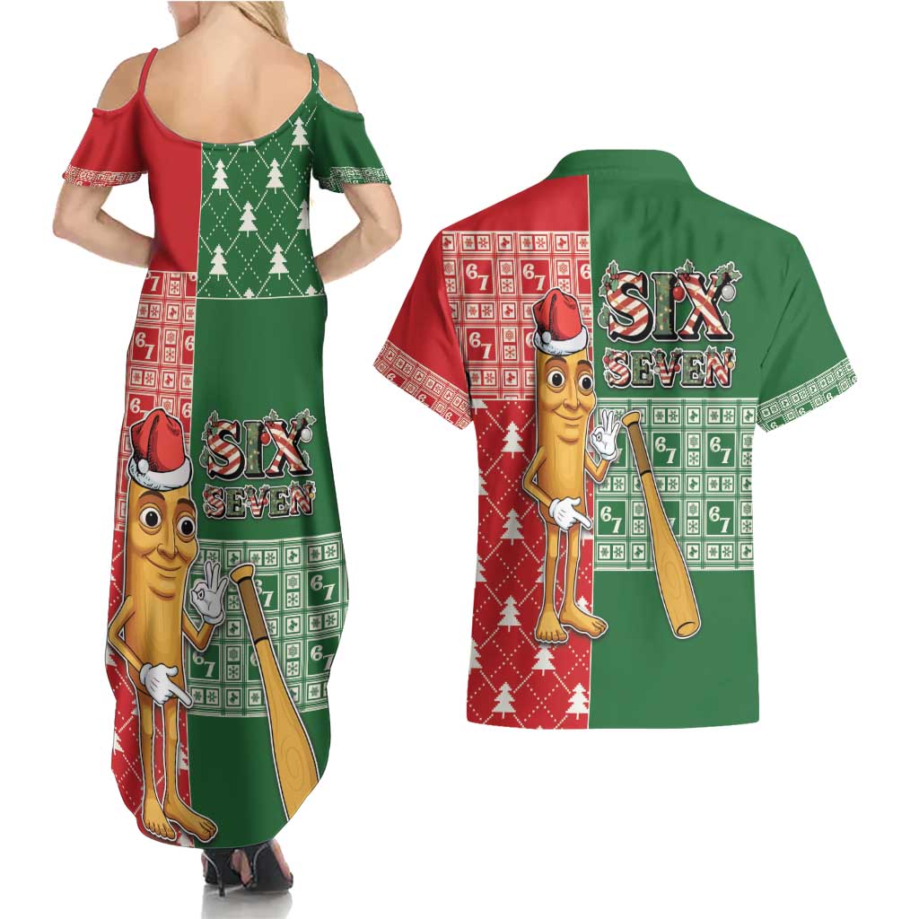 Six Seven Christmas Couples Matching Summer Maxi Dress and Hawaiian Shirt Funny Tung Tung Tung Sahur - Wonder Print Shop