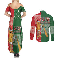 Six Seven Christmas Couples Matching Summer Maxi Dress and Long Sleeve Button Shirt Funny Tung Tung Tung Sahur - Wonder Print Shop