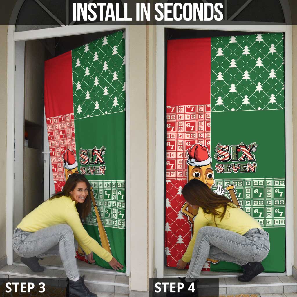 Six Seven Christmas Door Cover Funny Tung Tung Tung Sahur - Wonder Print Shop