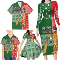Six Seven Christmas Family Matching Long Sleeve Bodycon Dress and Hawaiian Shirt Funny Tung Tung Tung Sahur - Wonder Print Shop