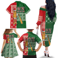 Six Seven Christmas Family Matching Off The Shoulder Long Sleeve Dress and Hawaiian Shirt Funny Tung Tung Tung Sahur - Wonder Print Shop