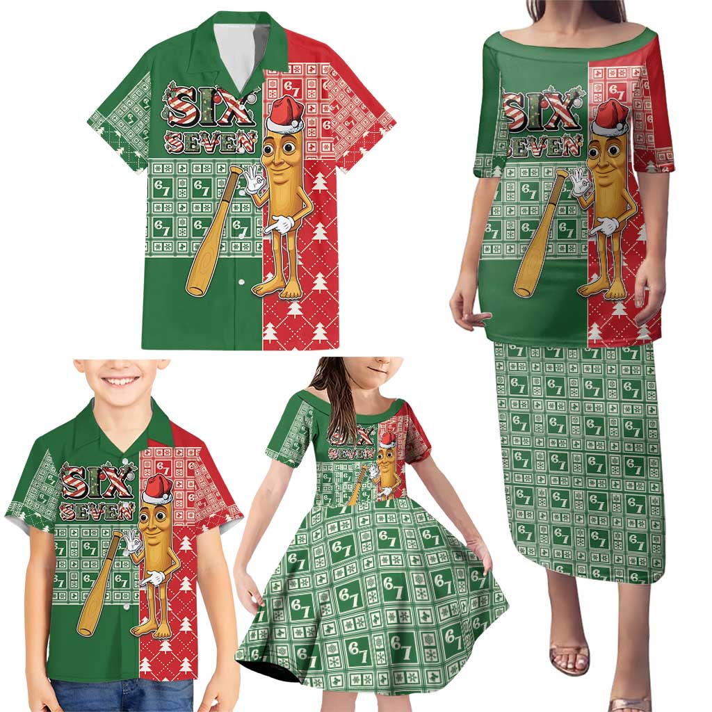 Six Seven Christmas Family Matching Puletasi and Hawaiian Shirt Funny Tung Tung Tung Sahur - Wonder Print Shop