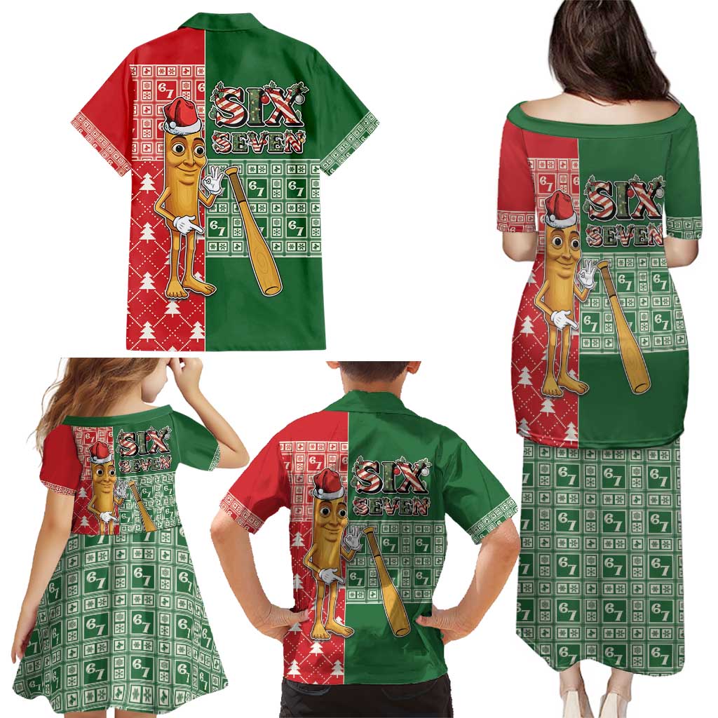 Six Seven Christmas Family Matching Puletasi and Hawaiian Shirt Funny Tung Tung Tung Sahur - Wonder Print Shop