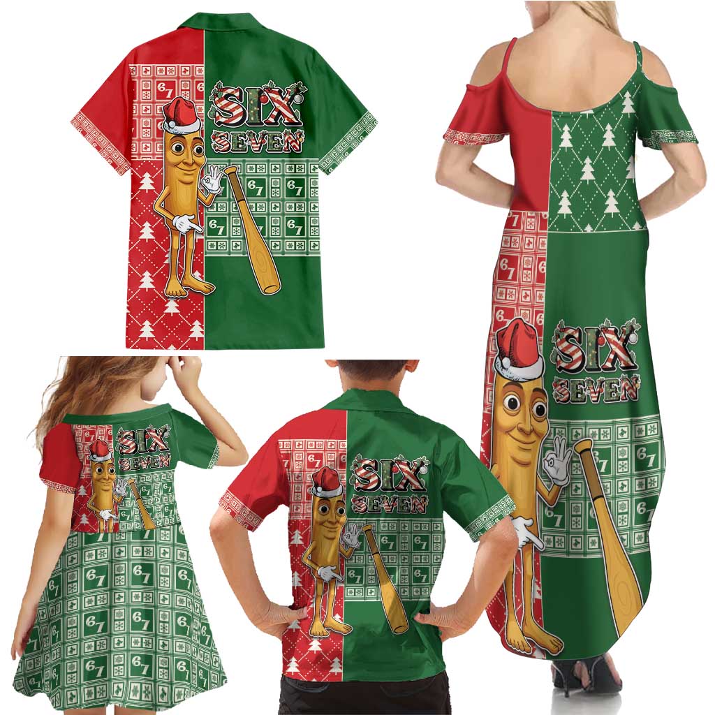Six Seven Christmas Family Matching Summer Maxi Dress and Hawaiian Shirt Funny Tung Tung Tung Sahur - Wonder Print Shop