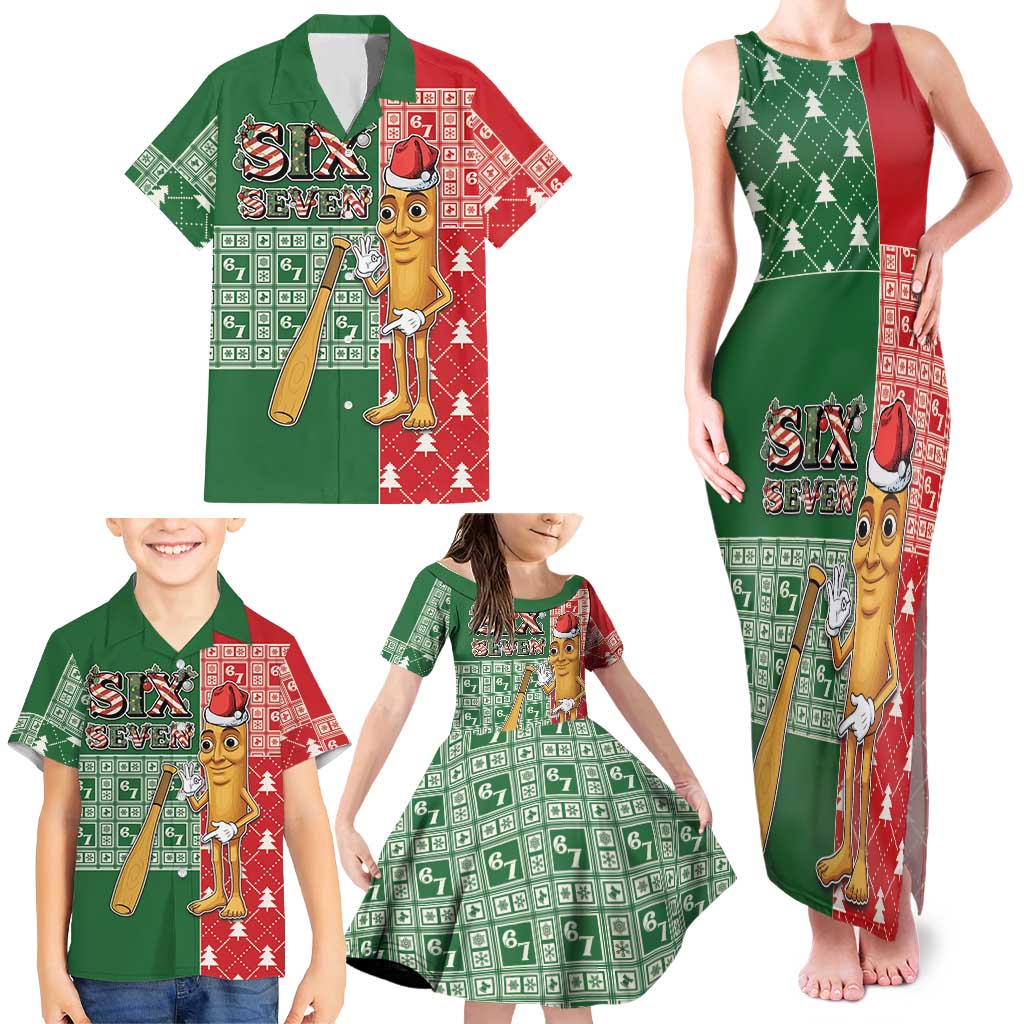 Six Seven Christmas Family Matching Tank Maxi Dress and Hawaiian Shirt Funny Tung Tung Tung Sahur - Wonder Print Shop