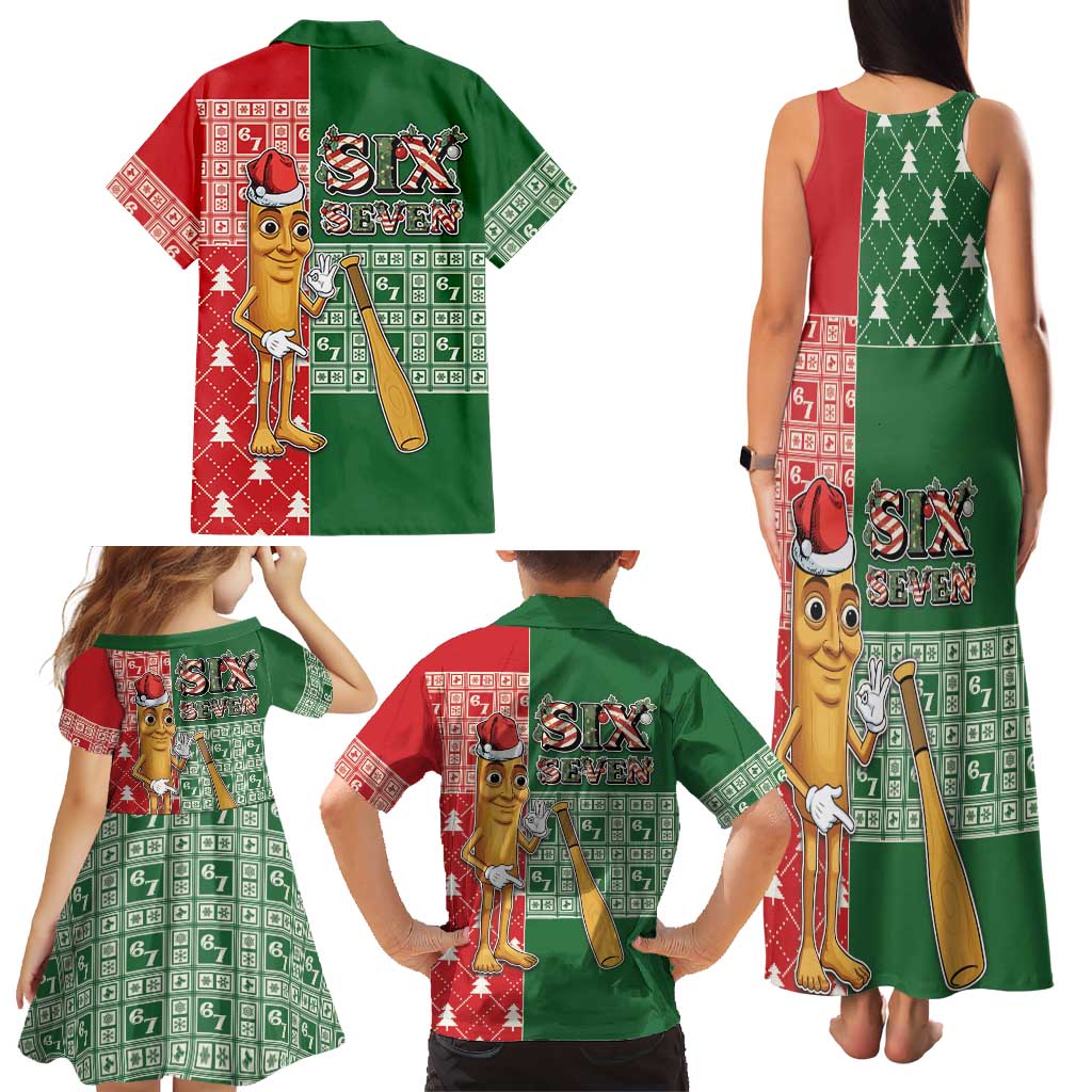 Six Seven Christmas Family Matching Tank Maxi Dress and Hawaiian Shirt Funny Tung Tung Tung Sahur - Wonder Print Shop