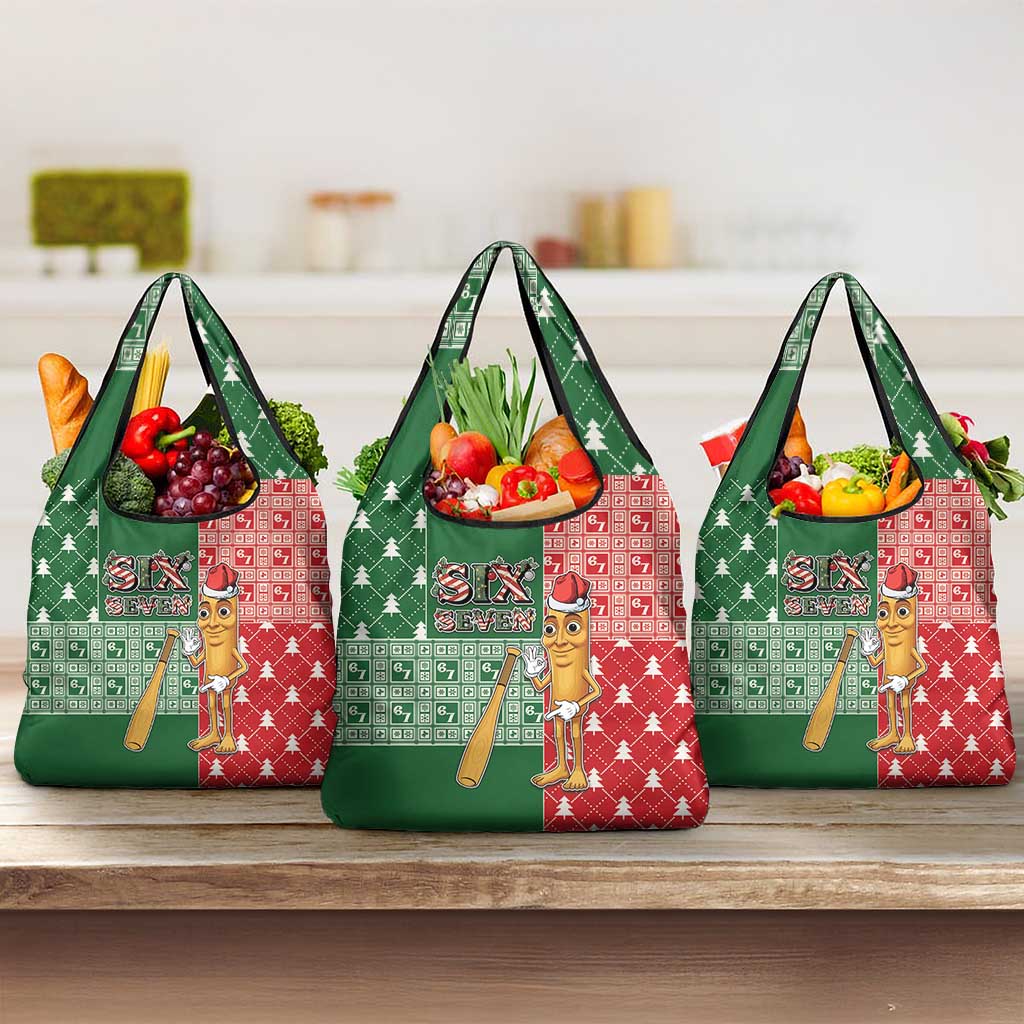 Six Seven Christmas Grocery Bag Funny Tung Tung Tung Sahur - Wonder Print Shop