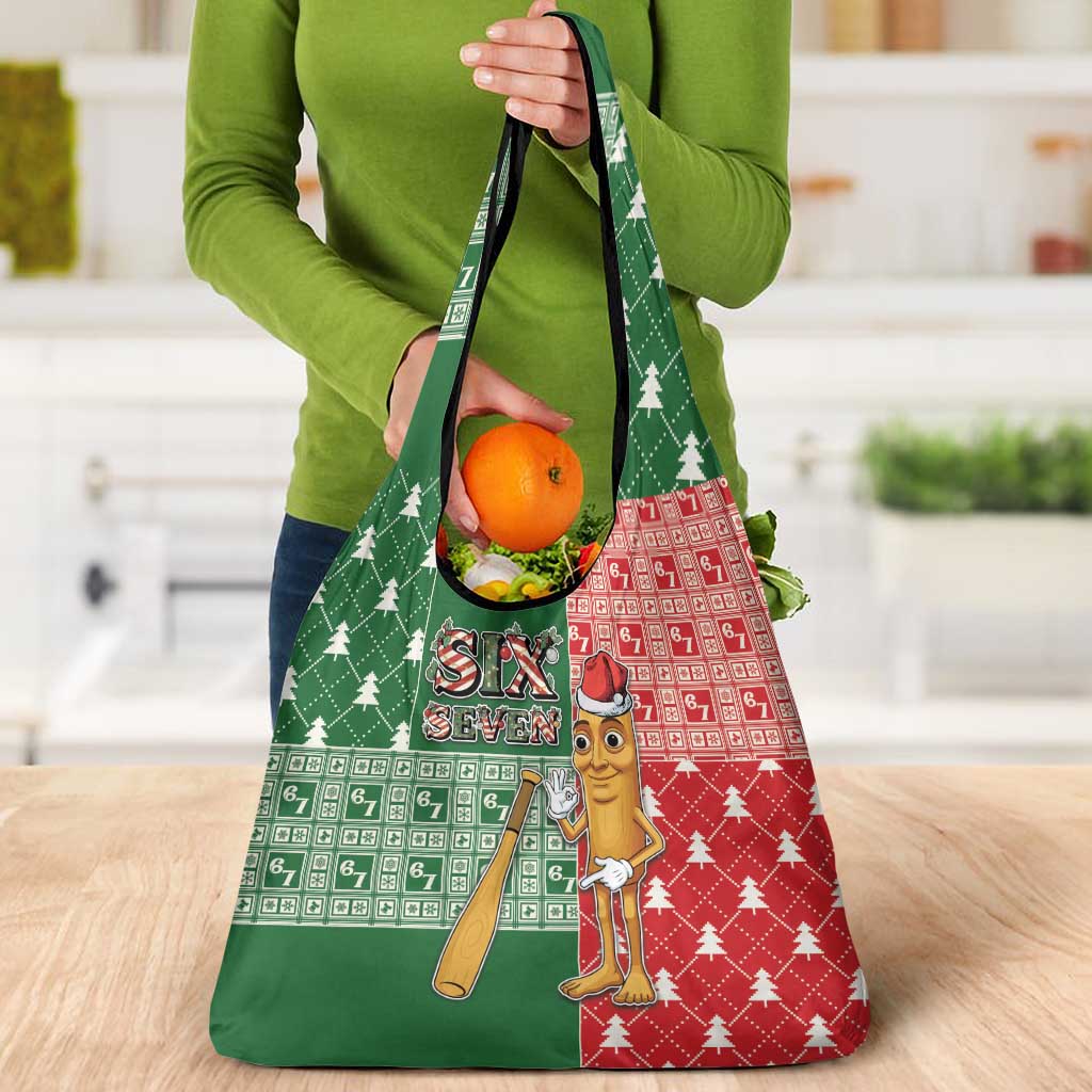 Six Seven Christmas Grocery Bag Funny Tung Tung Tung Sahur - Wonder Print Shop