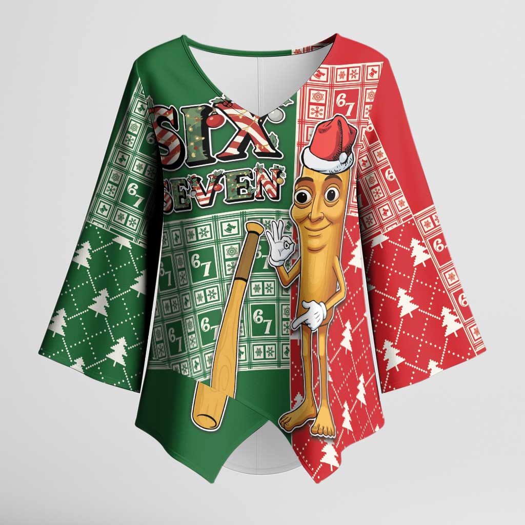 Six Seven Christmas Kimono Sleeve Blouse Funny Tung Tung Tung Sahur - Wonder Print Shop