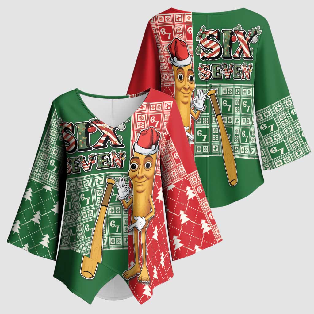 Six Seven Christmas Kimono Sleeve Blouse Funny Tung Tung Tung Sahur - Wonder Print Shop