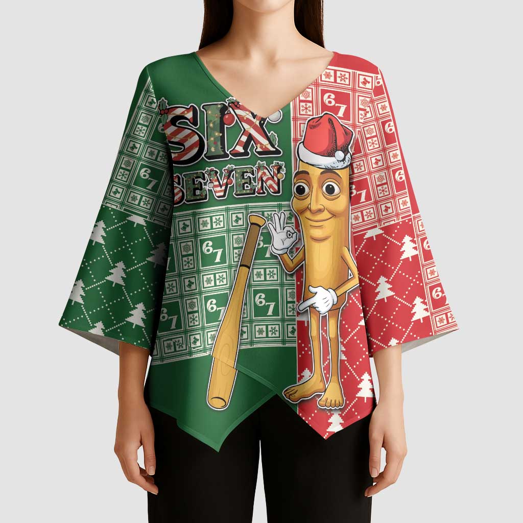 Six Seven Christmas Kimono Sleeve Blouse Funny Tung Tung Tung Sahur - Wonder Print Shop