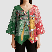 Six Seven Christmas Kimono Sleeve Blouse Funny Tung Tung Tung Sahur - Wonder Print Shop